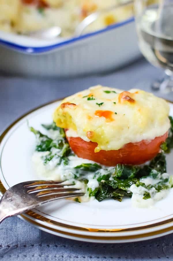 Cheesy Tomato Egg Gratin on a plate