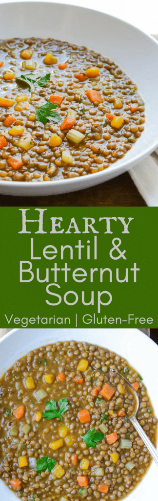 Need a vegetarian, gluten-free soup recipe that fills you up? Hearty Lentil and Butternut Soup is healthy and satisfying!