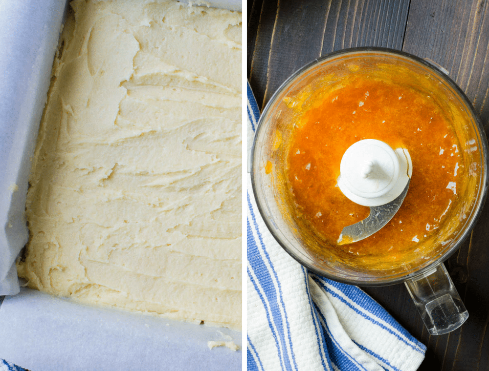 Crust and apricot topping for Apricot Almond Bars