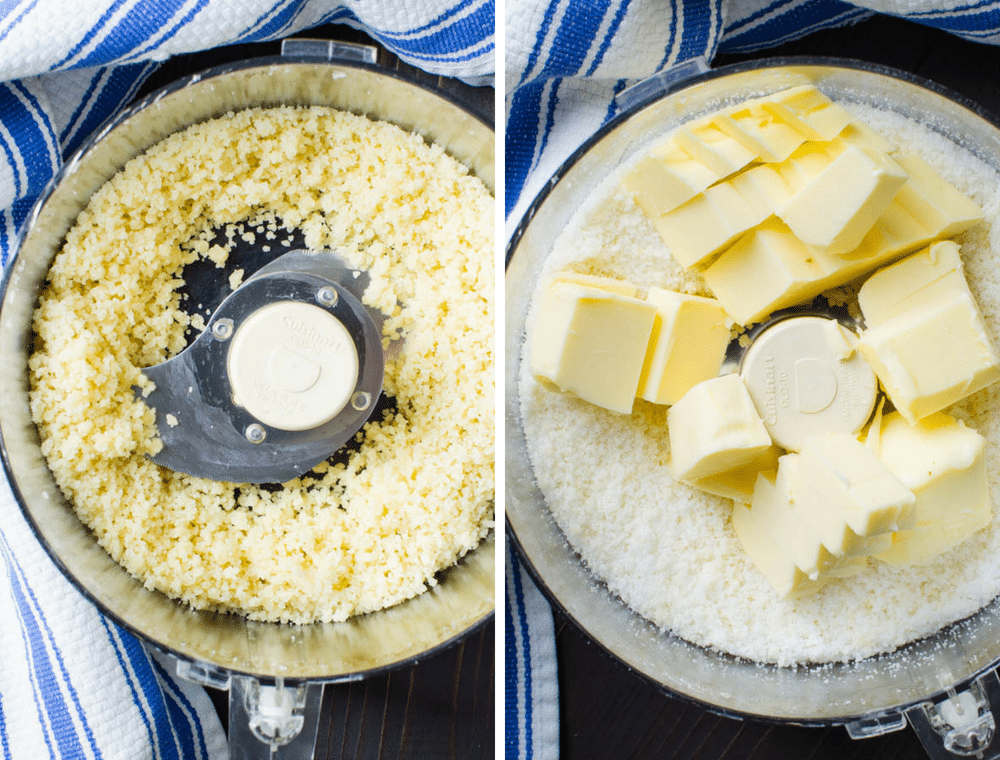 making shortbread crust for Apricot Almond Bars.