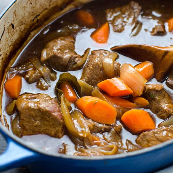 Extra Stout Beef Carbonnade in a pot