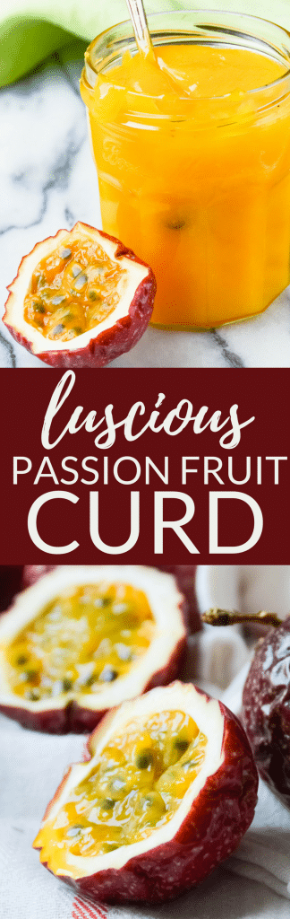 Looking for the best fruit curd recipe? Sweet Tart Passion Fruit Curd is a mouthwatering filling for tarts and trifles. If you like lemon curd, this easy curd recipe will blow your mind! #passionfruit #passionfruitrecipes #curdrecipes #fruitcurdrecipes #curd #passionfruitcurd #howtomakepassionfruitcurd #howtousepassionfruit #passionfruitrecipe