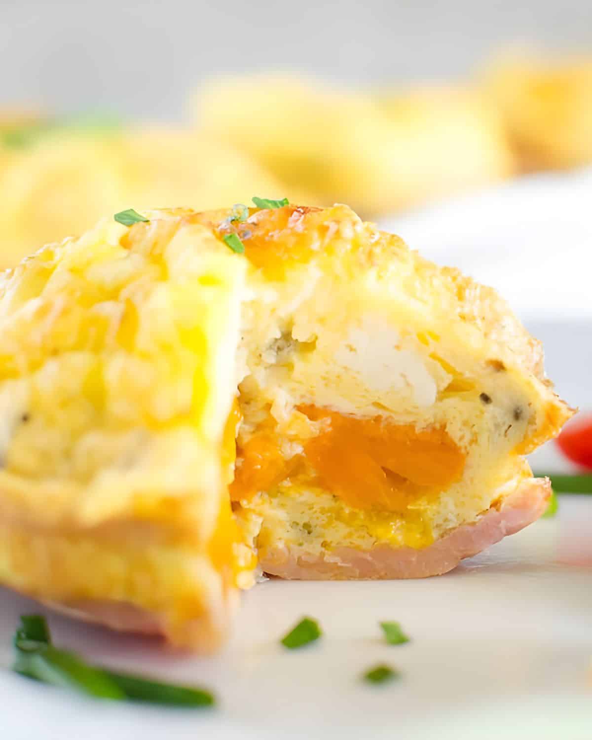 Canadian Bacon, egg and roasted bell pepper cups.