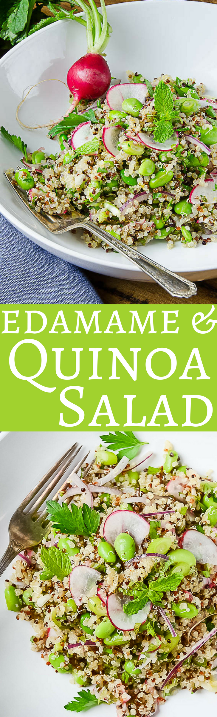 Here's an easy, healthy quinoa salad recipe! With edamame, radishes and fresh herbs, it's a great Spring or Summer side dish or vegan main!