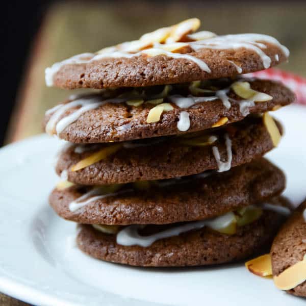 Mocha Almond Brickle Cookies in a stack