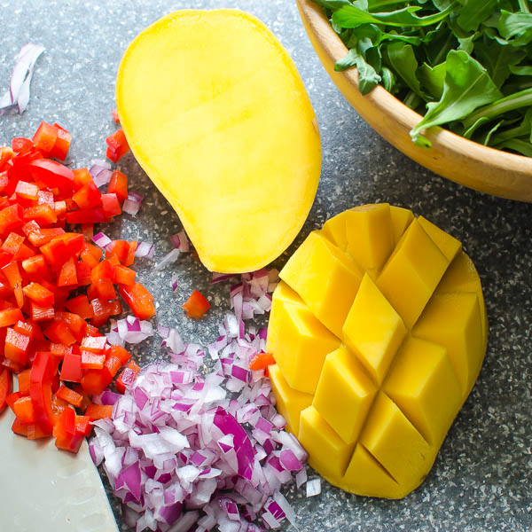 mango, bell pepper and onions