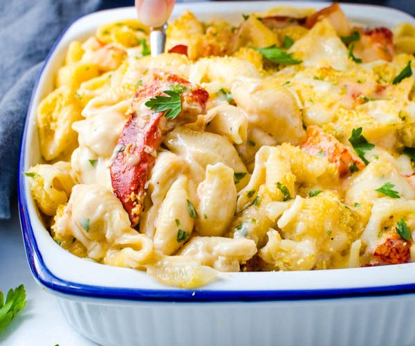 Cheesy Lobster Casserole with Shell Pasta
