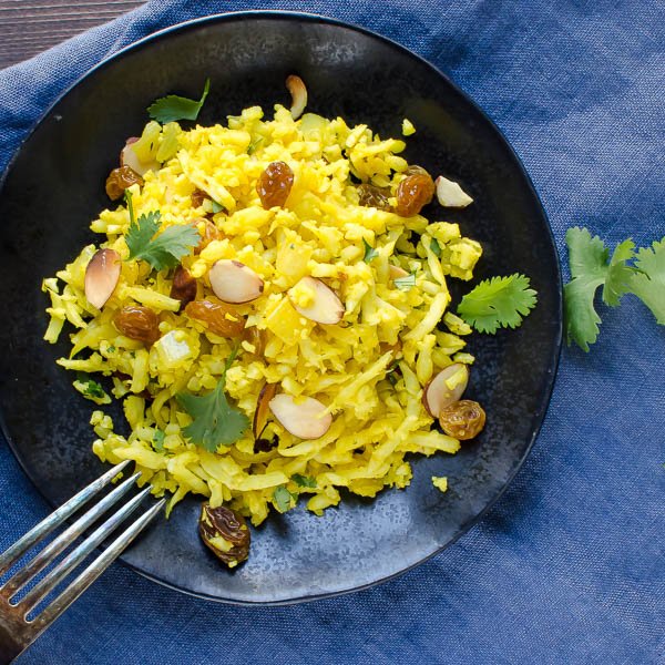 Curried Cauliflower "Rice" Pilaf | Garlic + Zest