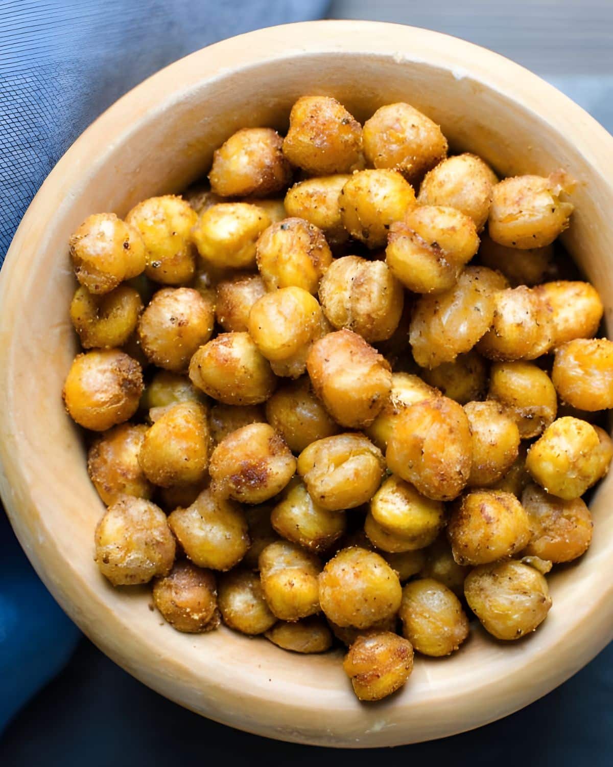 A bowl of spiced chick peas.
