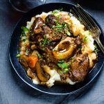 braised veal shank stew recipe with mashed potatoes.