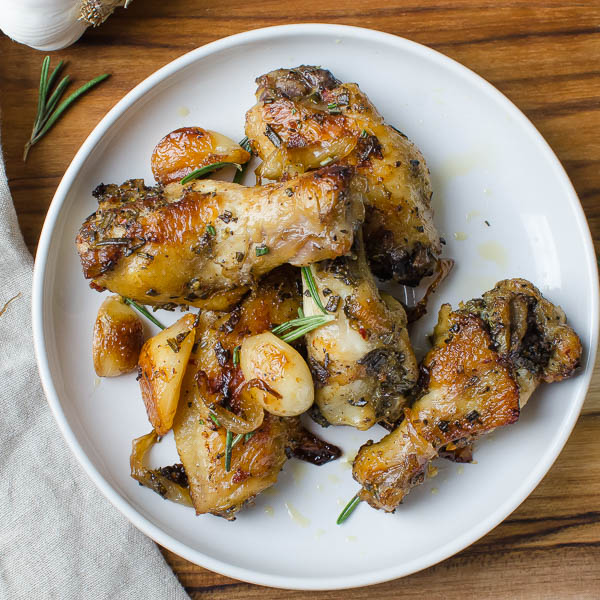 Rosemary Garlic Chicken Wings on a plate.