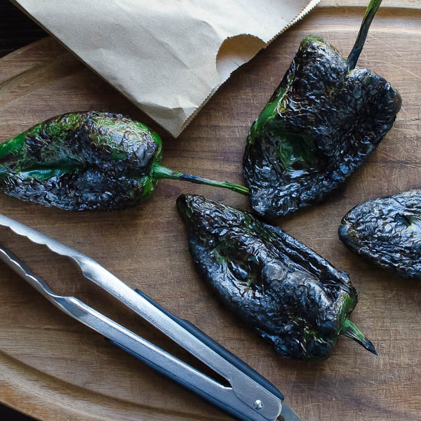 blistered poblano peppers