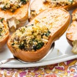Roasted Honeynut squash with quinoa kale stuffing.