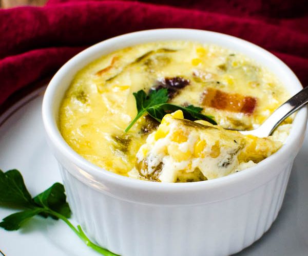 Southern Corn Pudding with Bacon and Green Chiles