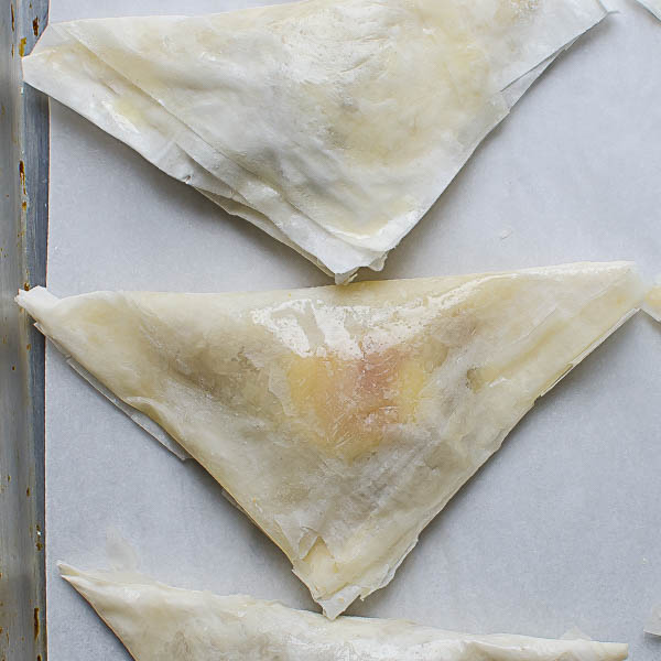 Pear Brie Phyllo Pockets ready for the oven