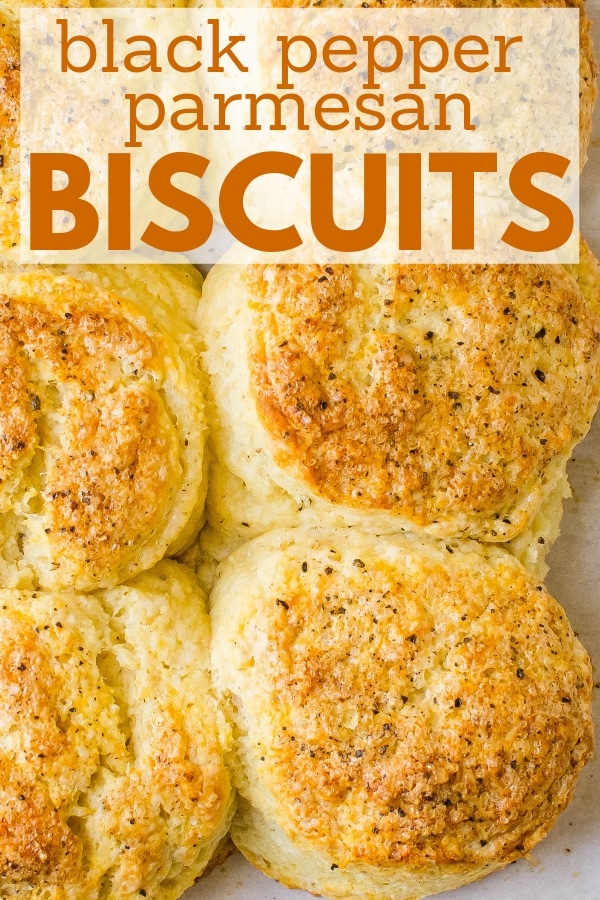 Want the Best Parmesan Cheese Black Pepper Biscuits? These old fashioned biscuits are soft, buttery and loaded w/parmesan, black pepper & sprinkle of sugar. #buttermilkbiscuits #blackpepperbiscuits #parmesanbiscuits