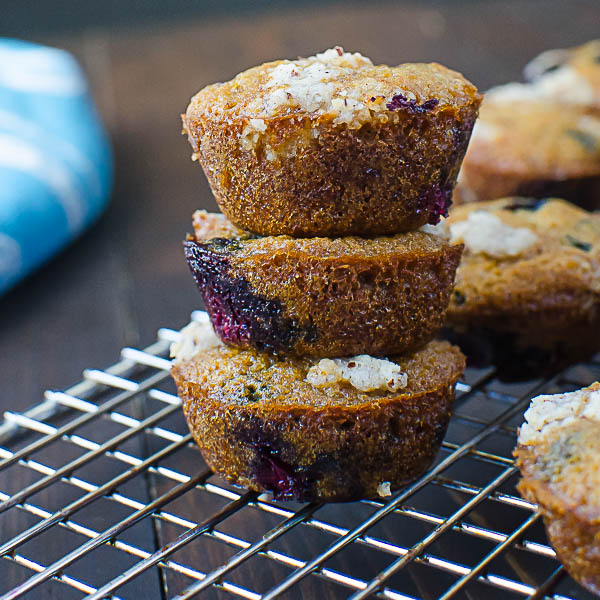 Stacked Gluten-Free Blueberry Muffins
