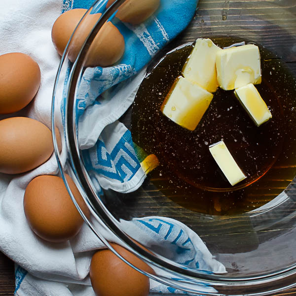 wet ingredients and butter