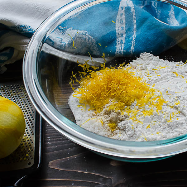 Dry ingredients and lemon zest