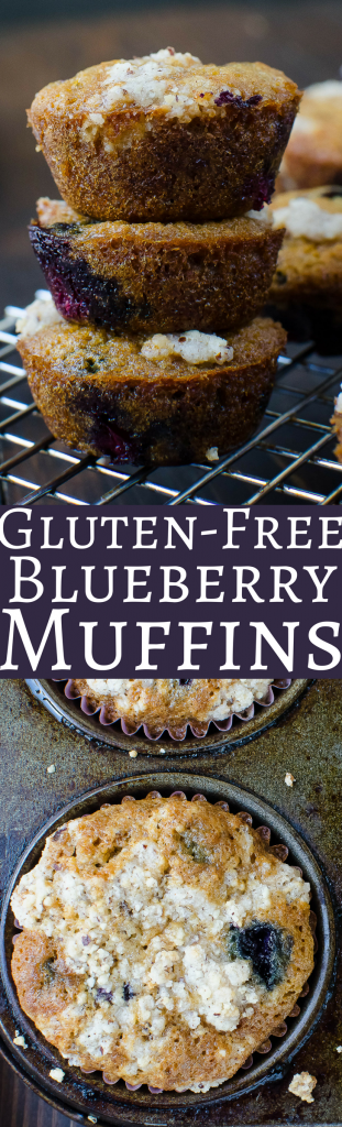 Need a foolproof gluten free blueberry muffin recipe? This one is loaded with blueberries and a yummy streusel topping. #blueberrymuffins #glutenfree #muffins #christmasbreakfast #breakfastmuffins #brunch #christmasbrunch #healthymuffins #breakfastbread #healthyblueberrymuffins #paleo #glutenfreemuffins