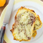 A blackberry and meyer lemon loaf cake.