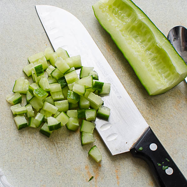 dicing cucumber
