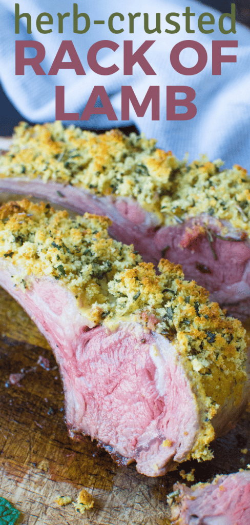 Need an easy rack of lamb recipe? Herb crusted rack of lamb delivers on presentation and flavor and it's ready in about half an hour! Great for date night. #crustedrackoflamb #easyrackoflambrecipe #datenightdinner #herbcrust #christmas #newyearsevedinner #easterdinner #christmasdinner #lambdinner