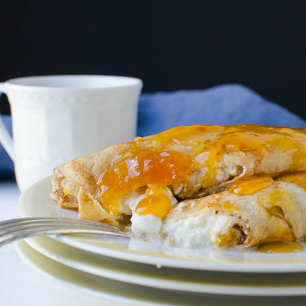Whole Wheat Apricot Ricotta Crepes