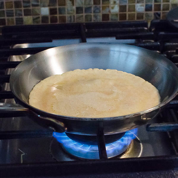 cooking crepes.