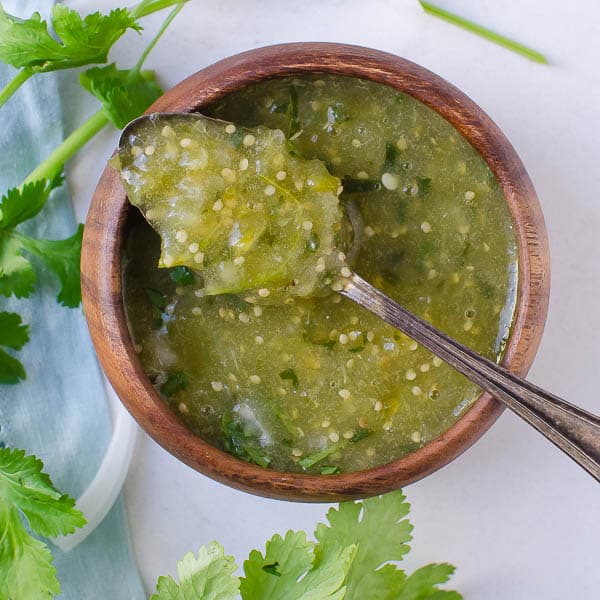 Authentic Spicy Salsa Verde with cilantro