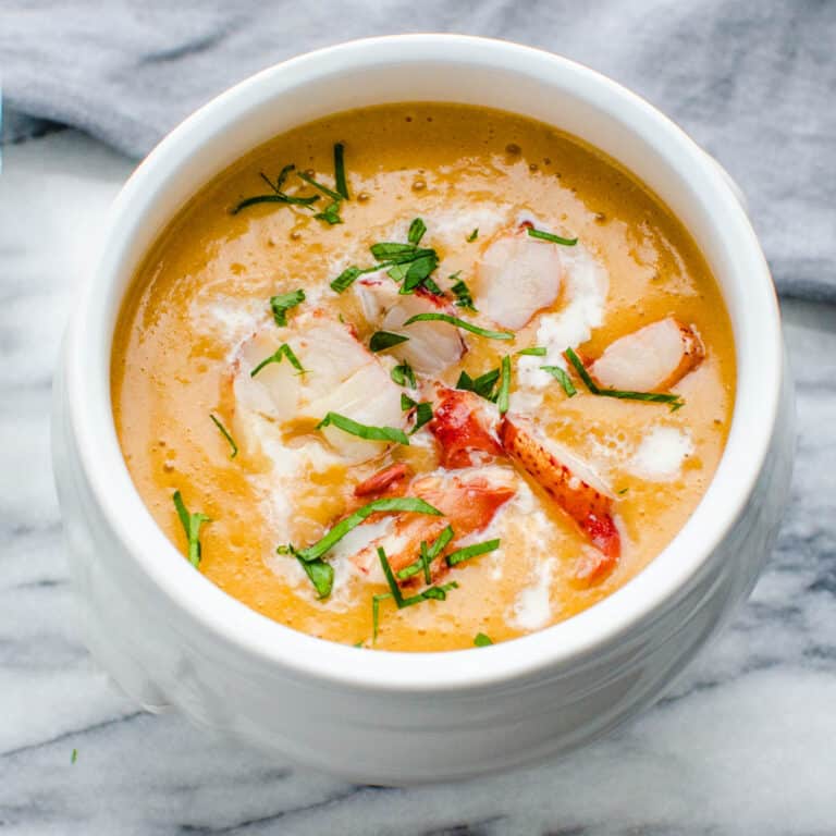 A bowl of lobster bisque.