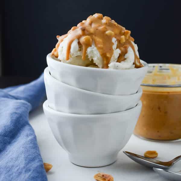 Peanut Butter Magic Shell over a scoop of vanilla.