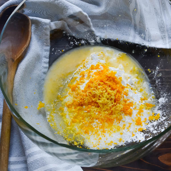 cornstarch with zest in a bowl.
