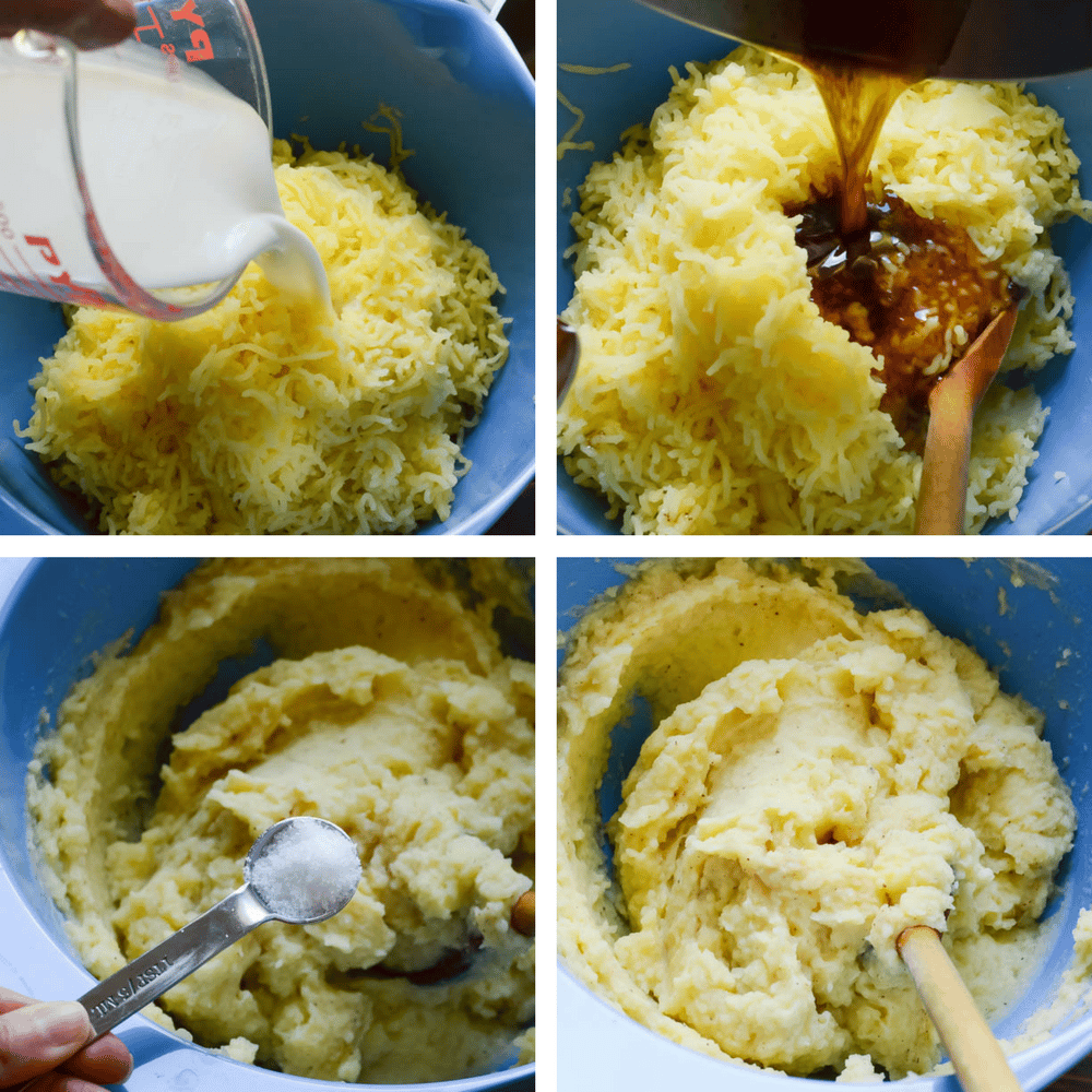 step by step instructions for making browned butter sea salt mashed potatoes.