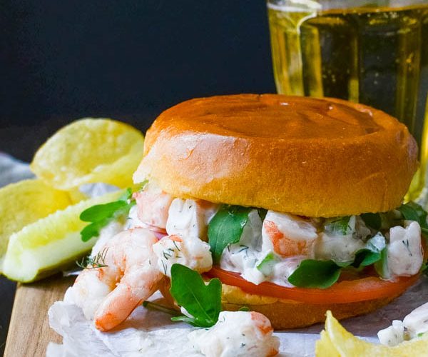 Easy Poached Shrimp Salad Sandwich