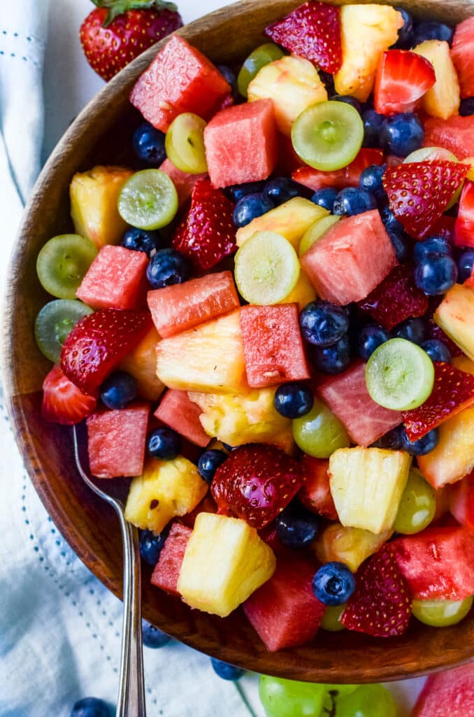 A bowl of fruit salad.