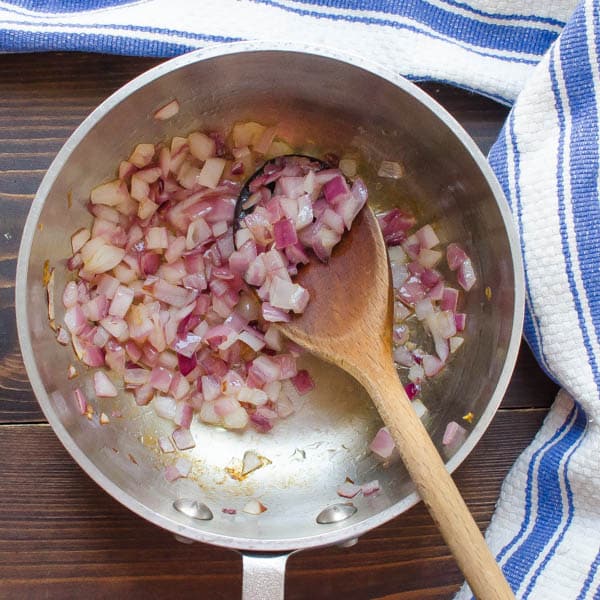 sauteed onions and spoon