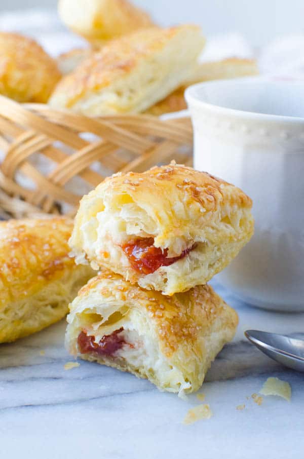 Guava Cream Cheese Pastries with coffee cup
