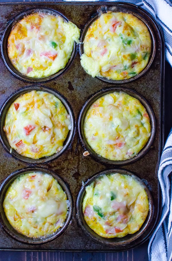 Smoked Gouda Omelette Cups in muffin tins