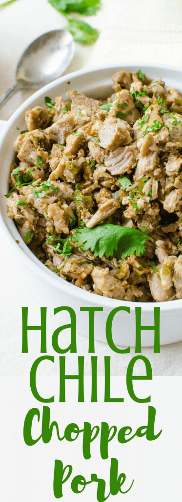 Fire Roasted Hatch Chiles and Pork Shoulder are a match from heaven! This easy Hatch Chile Chopped Pork recipe is a great filling for sandwiches, quesadillas, casseroles, you name it!