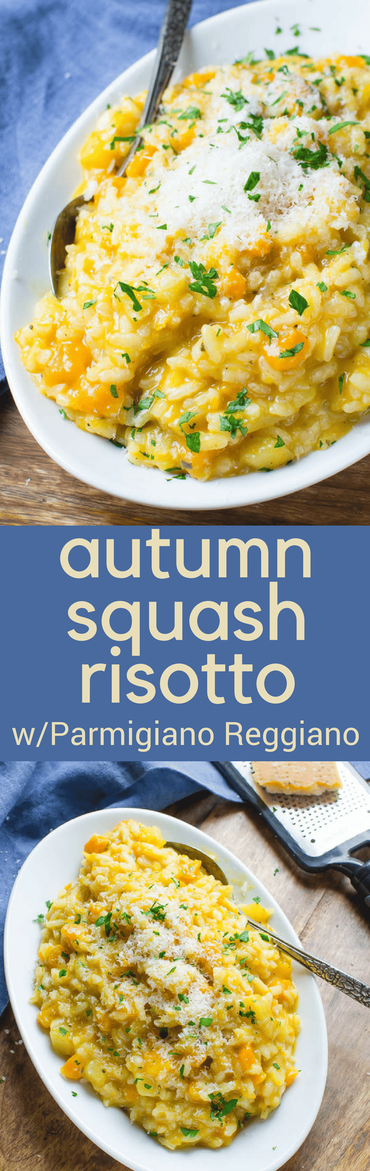 Need an easy and impressive fall side dish? Autumn Squash Risotto with Parmigiano Reggiano recipe goes great with pork and chicken. #ad #theonlyparmesan