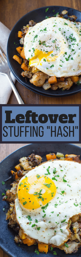 What to do with leftover holiday stuffing? Leftover Stuffing Hash of course! Top w/ an oozy egg for breakfast nirvana! Black Friday breakfast of champions! #hash #leftovers #stuffing #eggs #thanksgivingleftovers #brunch 