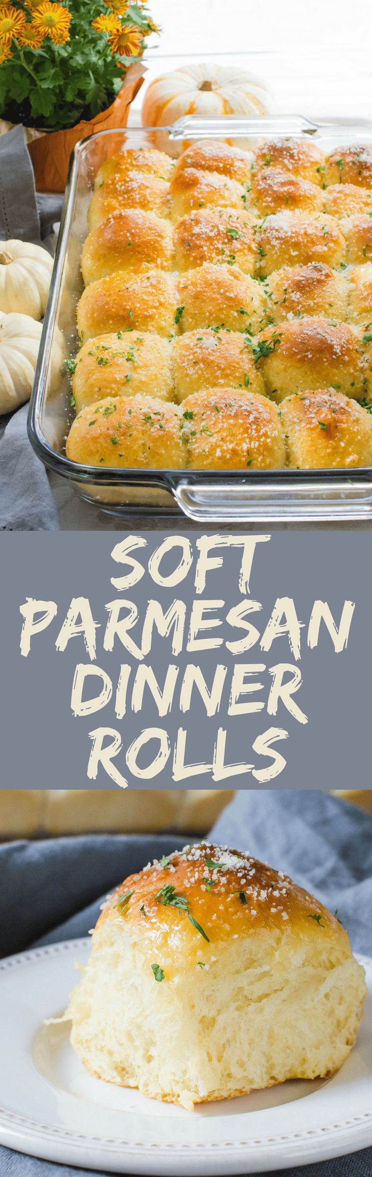 This easy yeast roll recipe feeds a crowd. Soft Parmesan Dinner Rolls are great for Thanksgiving, Christmas or any holiday! With tips to perfect the recipe! #bread #rolls #thanksgiving #christmas #dinnerrolls #yeastrolls #holidaysides #sidedish #homemadebread #parmesan #yeast #softrolls #homemaderolls #softrollrecipe #cheeserolls #cheesebread #theonlyparmesan