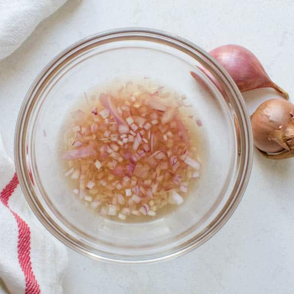 shallots and vinegar for the dressing