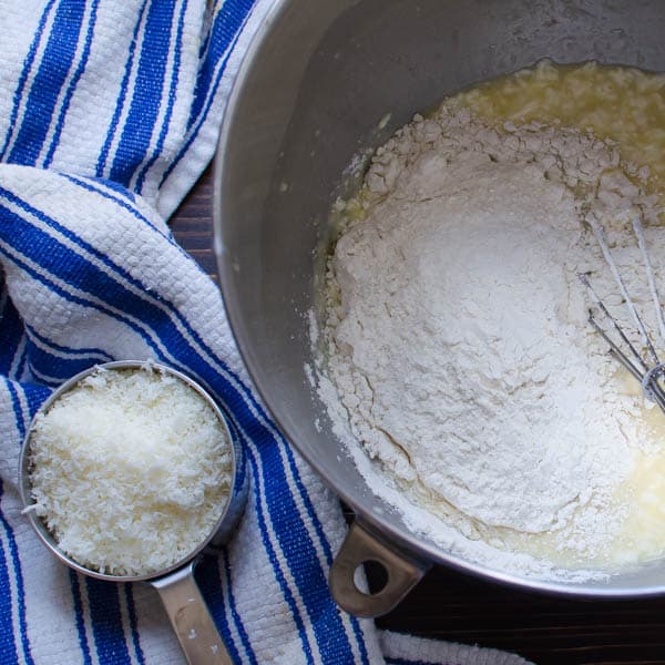 making dough with parmesan