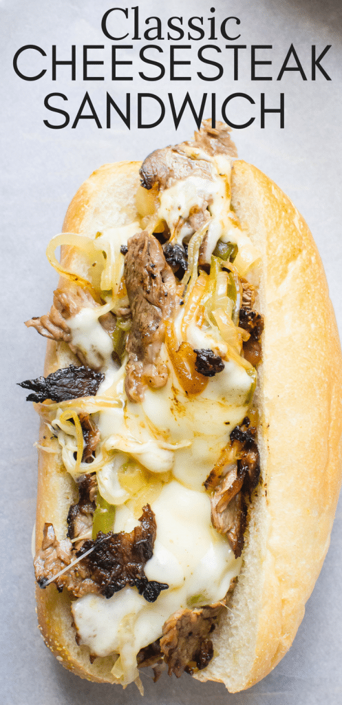 Does the best Philly cheesesteak sandwich come from Philly or from your own kitchen? This classic cheesesteak sandwich has everything you want from the original Philly cheesesteak, without the airfare. #cheesesteak #phillycheesesteak #cheesesteaksandwich #sandwich #phillycheesesteakrecipe #ribeye #ribeyesteak #provolone #gameday #tailgating #tailgateparty #superbowlparty #philadelphiaeagles #hotsandwich