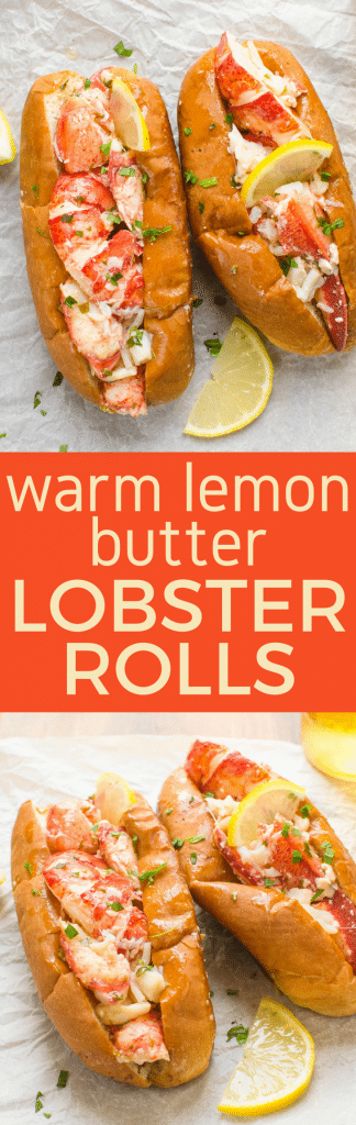 As classic lobster rolls go, you've got several choices such as a New England Style lobster roll with celery and mayonnaise or as a delicious alternative these Warm Lemon Butter Lobster Rolls (aka Connecticut-style lobster rolls). Both rely on simple, unadulterated ingredients & straight from the cooker Maine Lobsters. #lobster #sandwiches #sandwich #tailgating #mainelobster #lobsterrolls #newenglandlobsterrolls #warmlobsterrolls #hotlobsterrolls