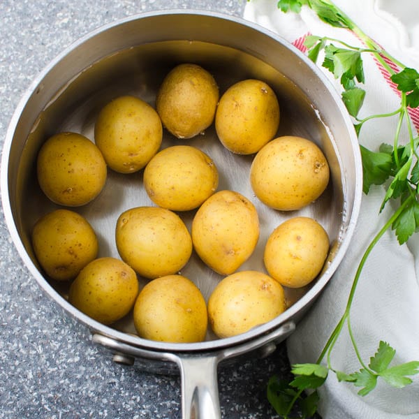 potatoes in a pot with water.