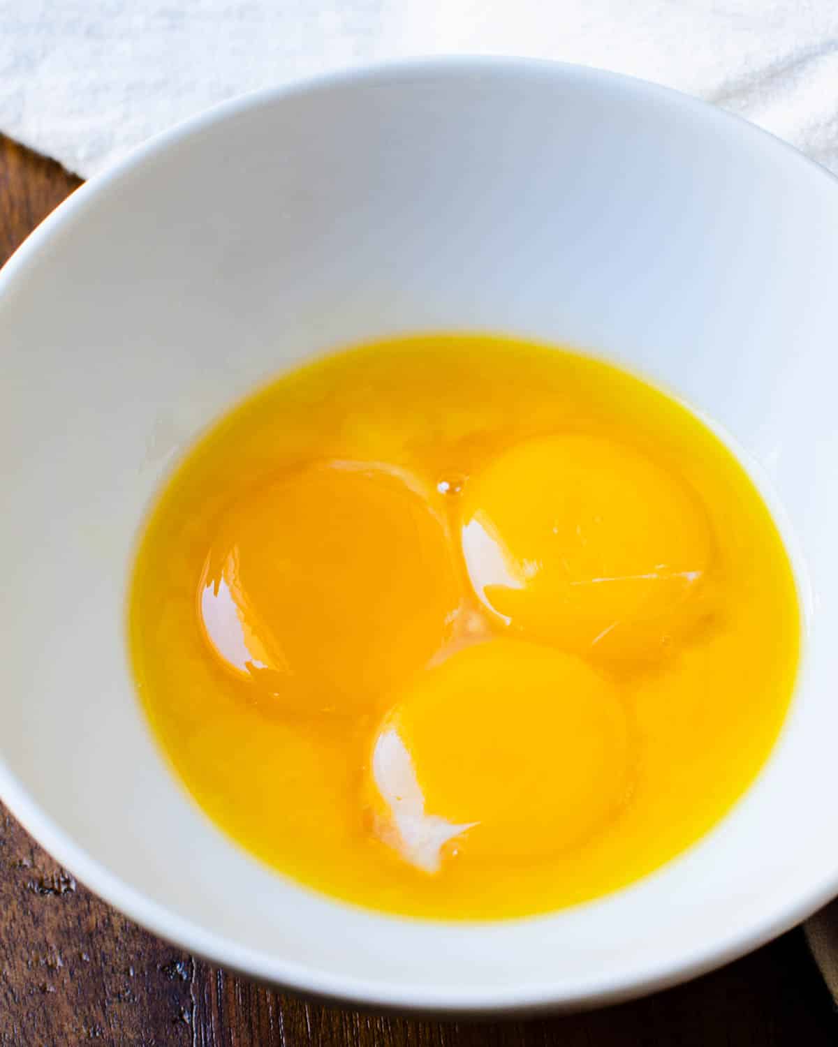 Egg yolks in a small bow