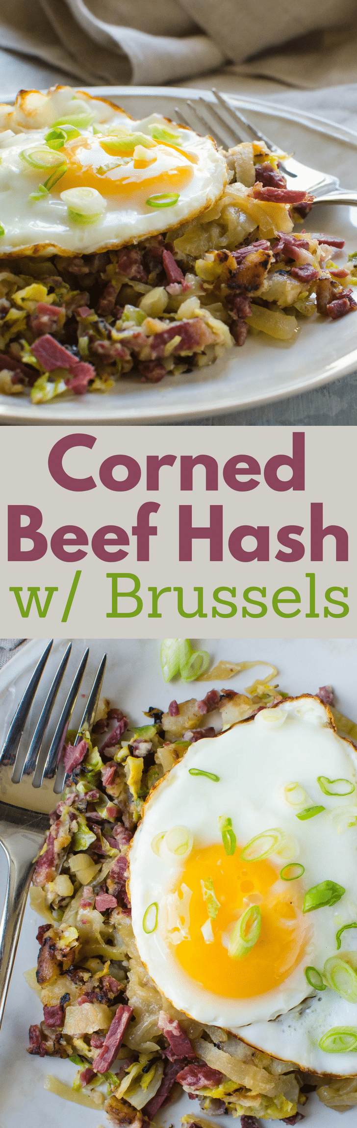 Wondering what to do with your leftover corned beef from St. Patrick's Day? This easy corned beef hash recipe is made from scratch with a few surprises. Corned Beef Hash with Shaved Brussels and caramelized onions is a delicious way to use up corned beef leftovers. #cornedbeef #leftovercornedbeef #homemadecornedbeefhash #cornedbeefhash #flannelhash #hash #hashandeggs #brusselssprouts #caramelizedonions #potatoes #potatohash #skilletdinners #skilletdinner #brunch #breakfast #onepanmeals #easyhash #easycornedbeefhash #easterbrunch #saintpatricksday, #cornedbeef, #eggs, #friedeggs #eggsovereasy #sunnysideupeggs